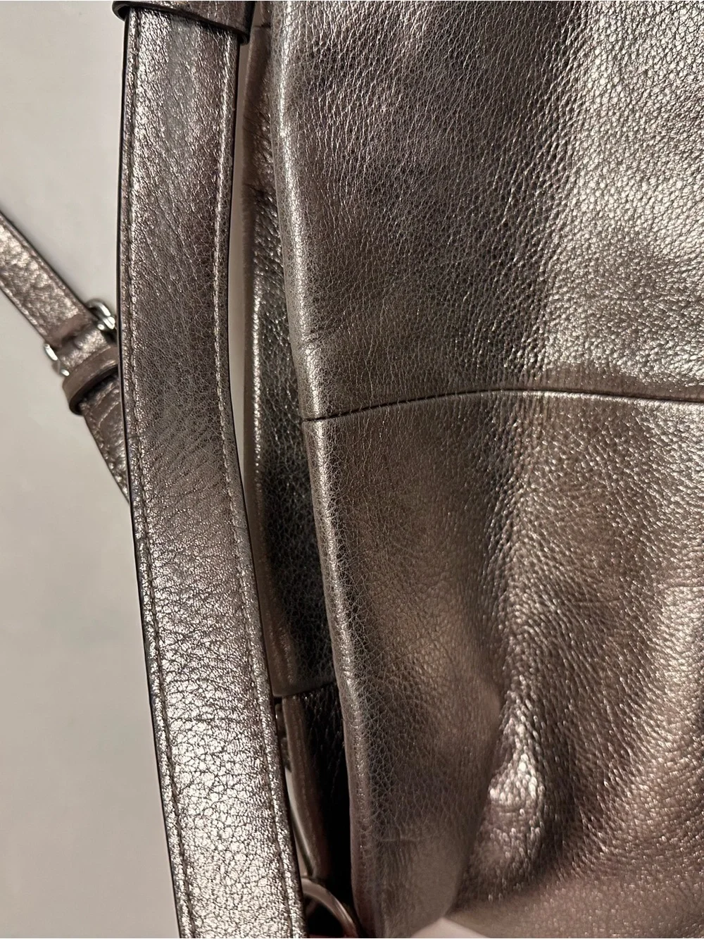 Coach Madison Metallic Pewter Pebbled Leather Crossbody - Picture 11 of 16